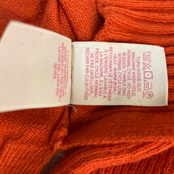 Victoria’s Secret Long Sleeve Orange Cotton Sweater Top Split Hem Size Small - Picture 6 of 11